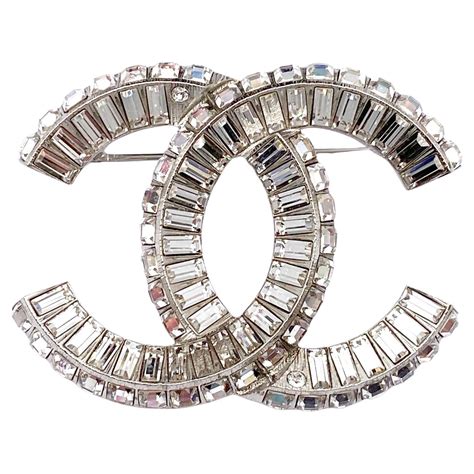 chanel brooch silver & crystal|authentic Chanel brooches for sale.